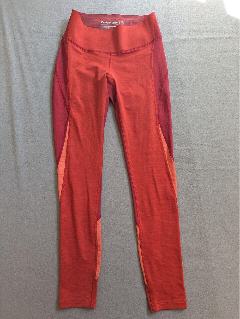 Outdoor Voices Leggings Womens XS Red Colorblock High Waist Ankle Yoga Gym Run